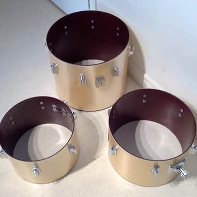 6PC VTG 1970's PEARL 22x14,16x16, 16,15,14,13 Gold Satin "Phenolic"  Concert/Power Drum Kit - Gorgeous Clean A+ image 5