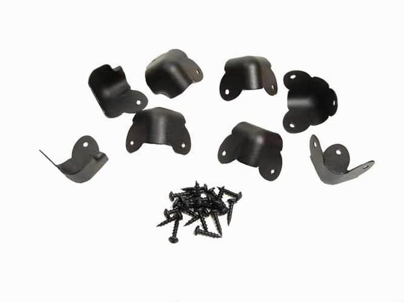 Mixed Set of 8 Metal Corners - 4 Two Leg W/Lip and 4 Three Leg - Black image 1
