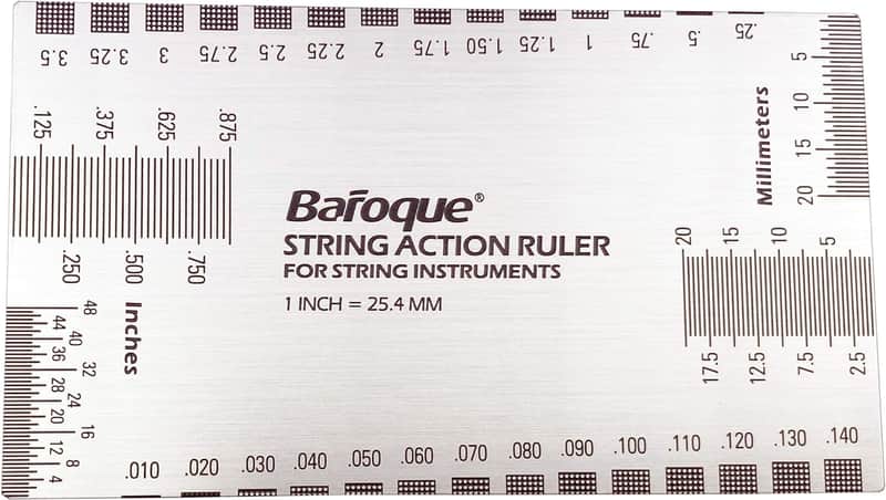 Double Sided Multi Function String Action Ruler Gauge Tool Both Metric & Imperial,Guitar Measuring Ruler,Luthier Tool for Electric, Acoustic & Bass Guitars image 1