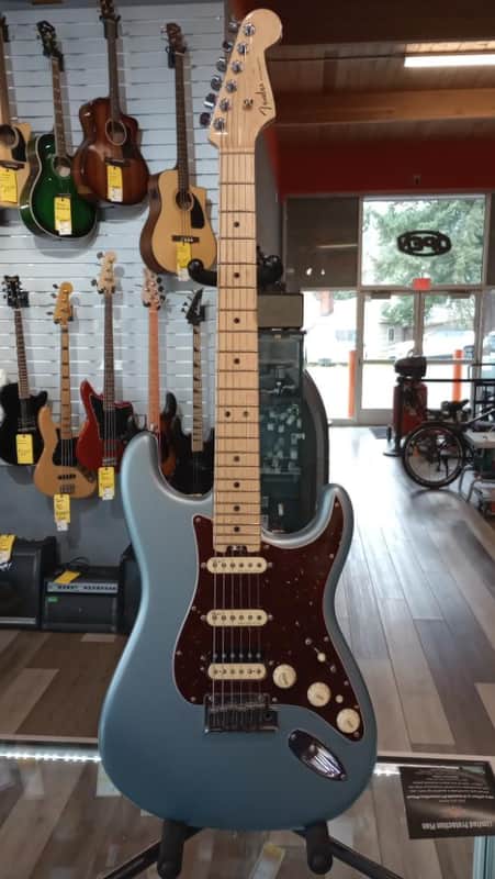 Fender American Elite Stratocaster HSS Shawbucker with Maple Fretboard 2019 - Satin Ice Blue Metallic image 1
