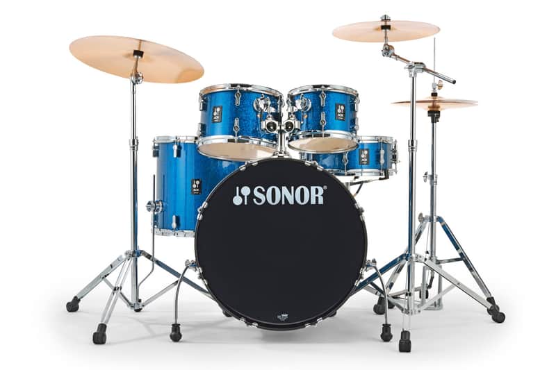 Sonor AQX Stage 5-piece Drum Set Reg. $969 Sale $749.99 with Hardware Pack – Blue Ocean Sparkle image 1