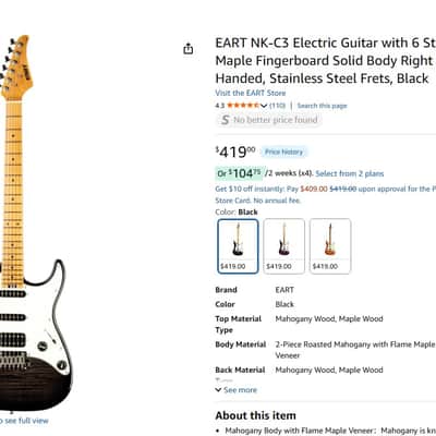 EART NK-C3 2020 - Present - Midnight Blue - HSS Stratocaster image 7