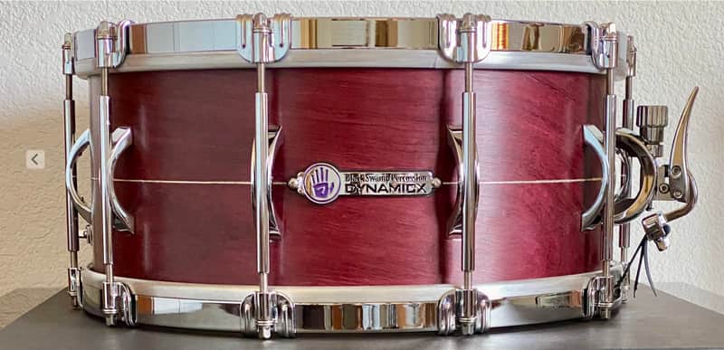 Black Swamp Percussion Dynamicx 6.5" X 14" 2024 RARE PURPLEHEART SOLID SHELL with STERLING SILVER INLAY Snare Natural Finish. Craviotto build quality. Brand new unplayed condition. image 1