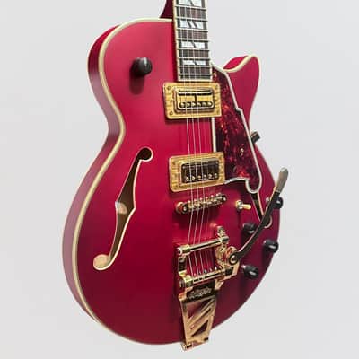 D'Angelico Deluxe Bob Weir SS 3 Semi-Hollow Electric Guitar - Satin Trans Wine image 2
