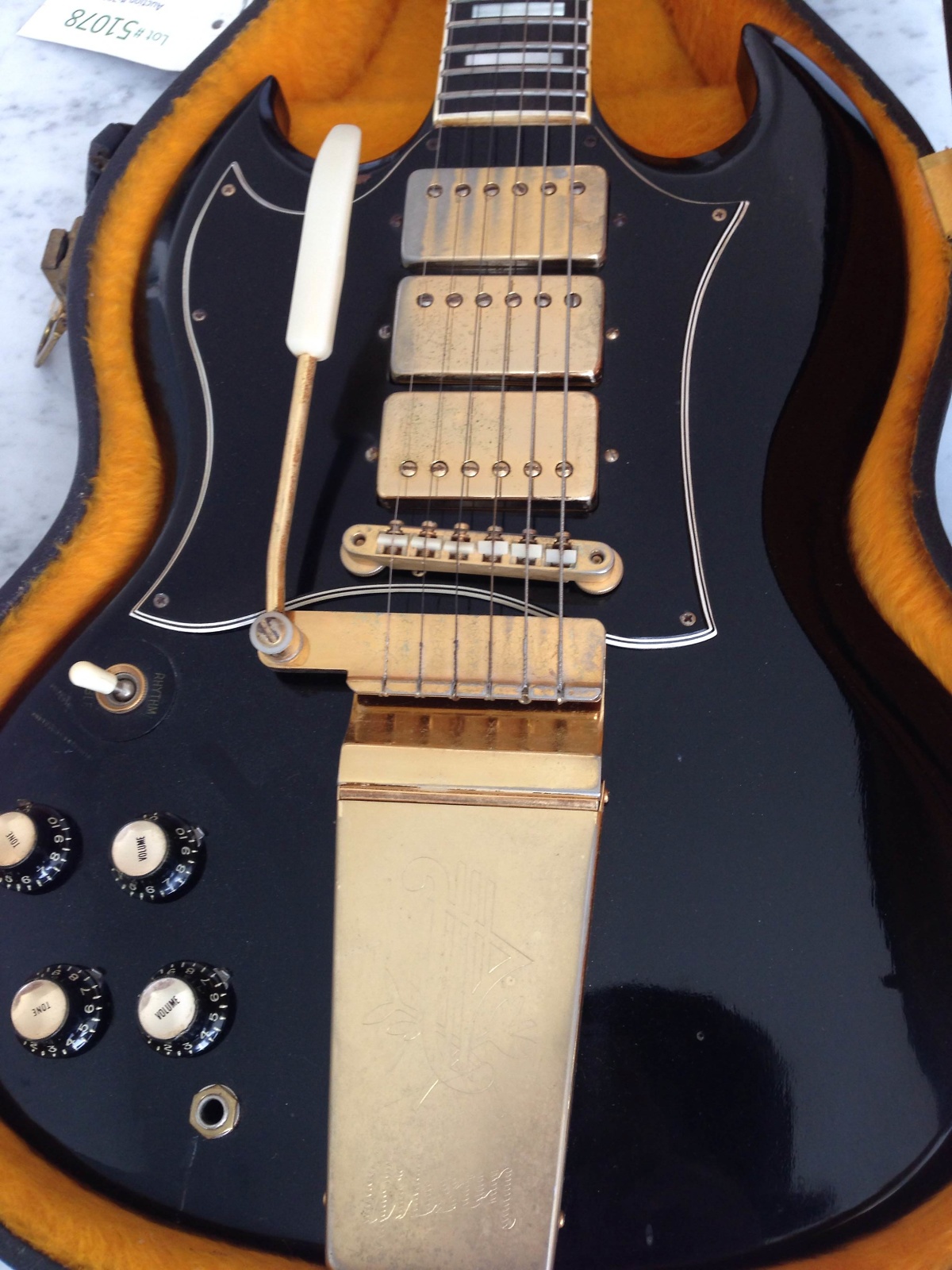 1966 Gibson Les Paul Custom (sg type) Black left handed custom color ULTRA RARE