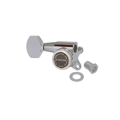 SG381 Magnum Lock Traditional Tuners 6 In Line with Straight-Sided Mini Buttons (Model 07) 16:1 Gear Ratio-Black Chrome (Cosmo), Left Handed image 5