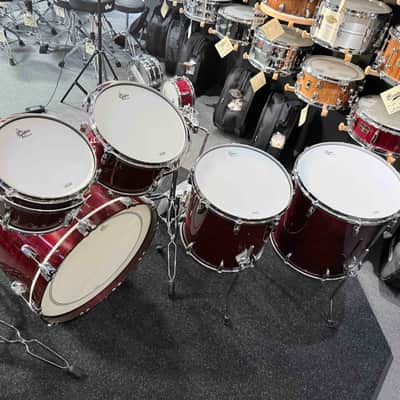 ~BENTLEY'S EXCLUSIVE~ Gretsch USA Custom 5-Piece 10/12/14/16/22 Drum Kit Set in Walnut Gloss Lacquer with Square Badges image 7