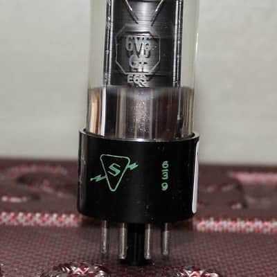 SYLVANIA 6V6GT VT-107 BLACK PLATE PAN GETTER TEST NOS MINTY VINTAGE 1946 image 2