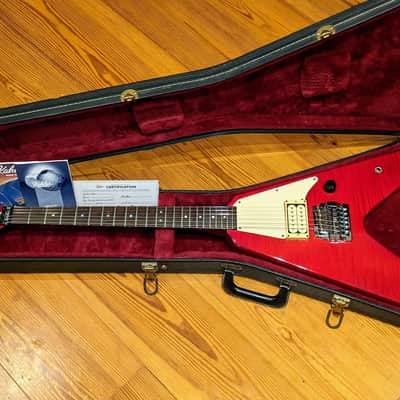 Hamer 1984 K.K. Downing Signature Flying V Vector Translucent Red Flame Top VINTAGE Guitar w/OHSC, RARE & EXC! image 9