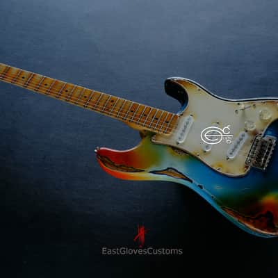 Fender Deluxe Stratocaster Galaxy Blue Aged Relic by East Gloves Customs (RARE) image 13
