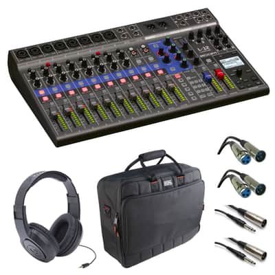 Zoom LiveTrak L-12 12-Channel Digital Mixer/Recorder with StreamEye Cans50 Professional Studio Headphones, Padded Mixer Bag, 2x XLR-TRS Cables & 2x XLR Cables image 1
