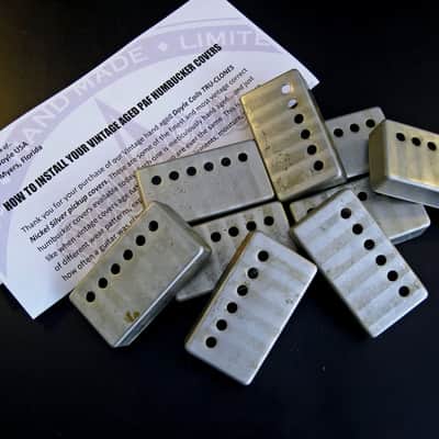 Doyle Coils Aged Nickel Silver PAF Humbucker Covers Set of 2 ~  Vintage Relic'd REAL Nickel Silver image 1