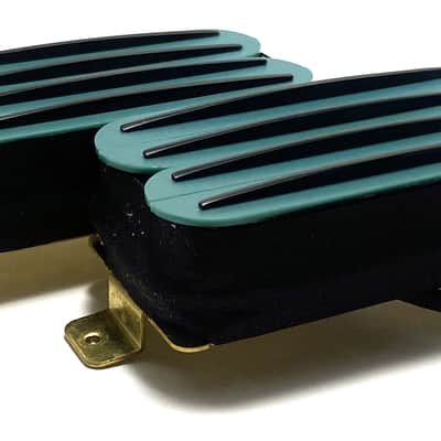 Dragonfire Quad Rail Humbuckers, Hot Overwound 23K Rails Pickup Set ~ Teal with Black Rails image 2