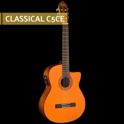 Washburn Classical Cutaway Acoustic Electric Guitar, Natural (C5CE-A-U) image 6
