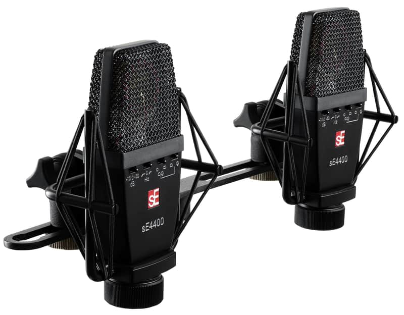 sE Electronics SE4400-PAIR Factory Matched Pair of SE4400 Large Diaphragm Condenser Microphones w/Metal Case & Shockmount image 1