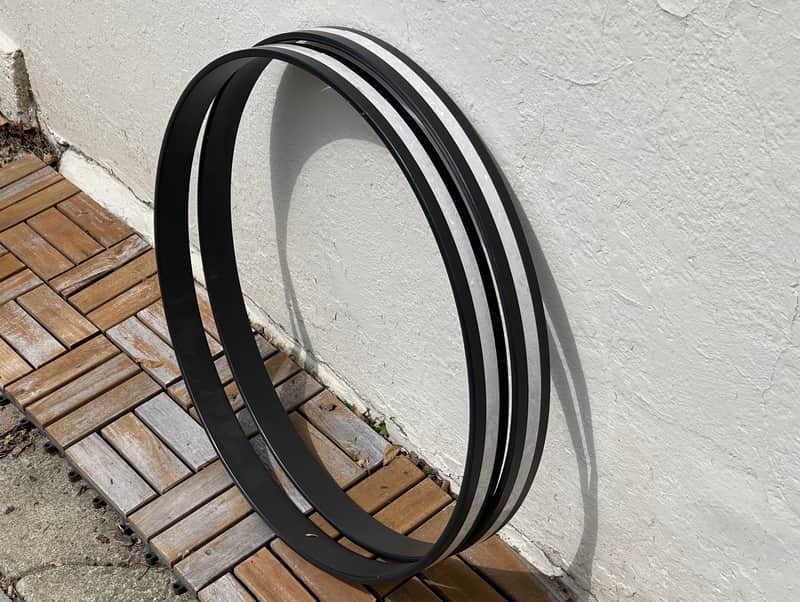 (2) Ludwig 22" White Marine Pearl Bass Drum Hoops Rims Classic Maple Legacy Inlay image 1