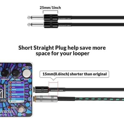 15 FT Guitar Cable 4.5 M Performance Guitar Effect Pedal Patch Cord Angled to Angled image 2