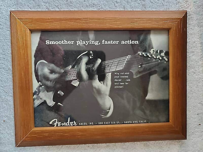 1957 Fender Guitars Promotional Ad Framed Fender Stratocaster Original image 1