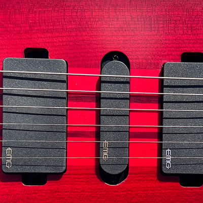 Bootlegger Guitar Absinthe Headless 2022 Red Matte EMG Coil Split Tremolo Case image 5