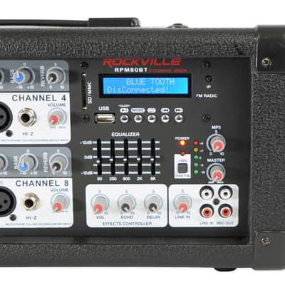 Rockville RPM80BT 2400w Powered 8 Channel Mixer/Amplifier w/Bluetooth/EQ/Effects image 5