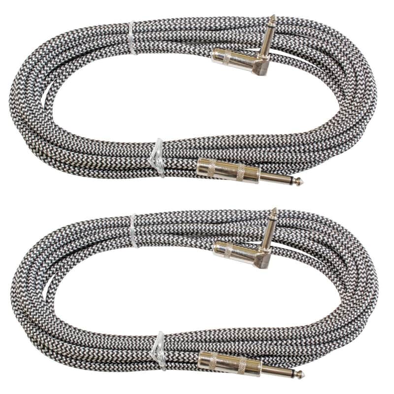 2 Pack Pair 20 Ft Foot Right Angle Straight 1/4 To 1/4 Guitar Cable Cord Lead image 1