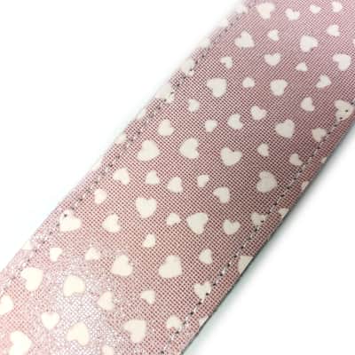 Pink Heart Leather Premium Leather Guitar Strap-Hearts Pink Leather Guitar Strap-100% Leather Guitar Strap- Acoustic, Electric Bass Guitars image 2
