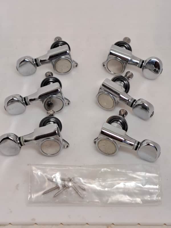 Schaller-Style Hanchang H C Mini-Button Tuners- 3+3 w/ Bushings- Chrome Finish image 1