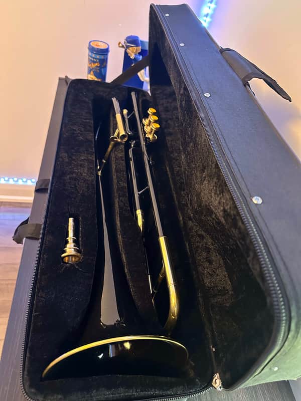 Valve Trombone – BB Pitch – Premium Black & Gold – Includes Case & Mouthpiece image 1