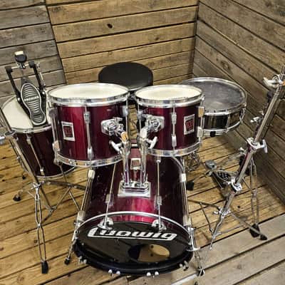 Ludwig Rocker Vintage Drum Kit, Red Inc Chad Smith Snare USED! RKCKK051124 image 2
