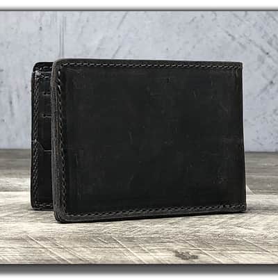 Anthology Gear Minimalist Leather Bi-Fold Wallet with Guitar Pick Holder - Aged Steel image 4