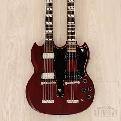 1990s Burny RSG-140 Vintage Double Neck SG, 6 & 12 String Guitar Cherry w/ Case & Tags, Japan image 2