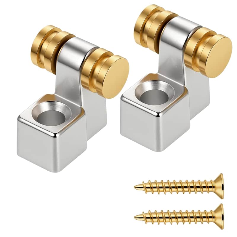 String Trees for Electric Guitar, 2 Pcs Brass Guitar Roller String Retainers Metal Guitar Standard Roller String Guide Replacement Part Electric Guitar Accessories (Chrome) image 1
