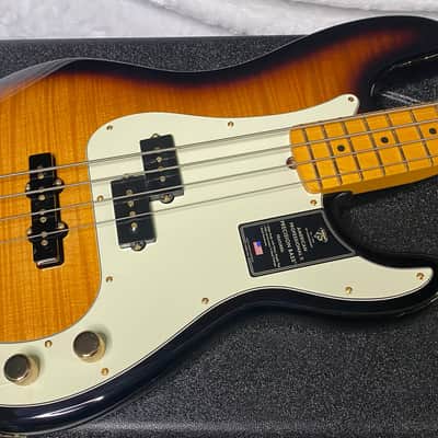 NEW! Fender 75th Anniversary American Professional PJ Bass - 2-Color Sunburst - Flame Top - 9.3lbs - Authorized Dealer - G06680 image 4