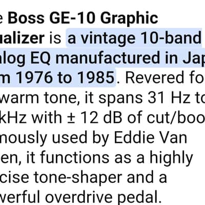 Boss GE-10 Graphic EQ 1977 - 1979 - Black image 4