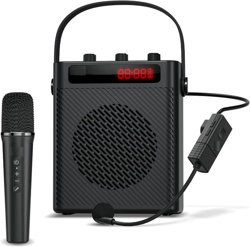 Voice Amplifier Wireless Microphone/Handheld Mic- 40W Portable Microphone and Speaker Wireless karaoke System, Bluetooth Speaker with Mics Personal Pa System, 4 Sound Effects for Teachers Speaking image 1