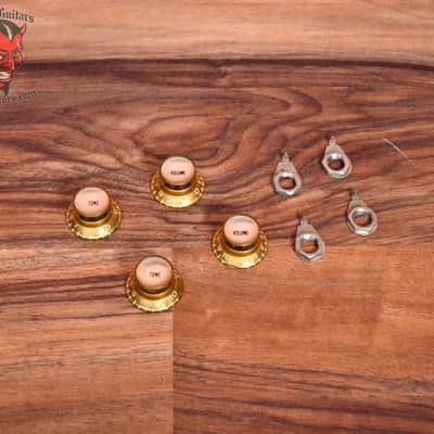 Gibson 1961 Original Gold Top Hat Reflector Knob Set with Pointers 1961 Late 1950's Early 1960's image 2