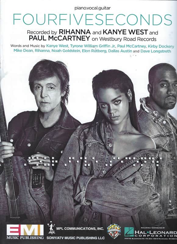 Rihanna, Paul McCartney, Kanye West FourFiveSeconds Sheet Music image 1