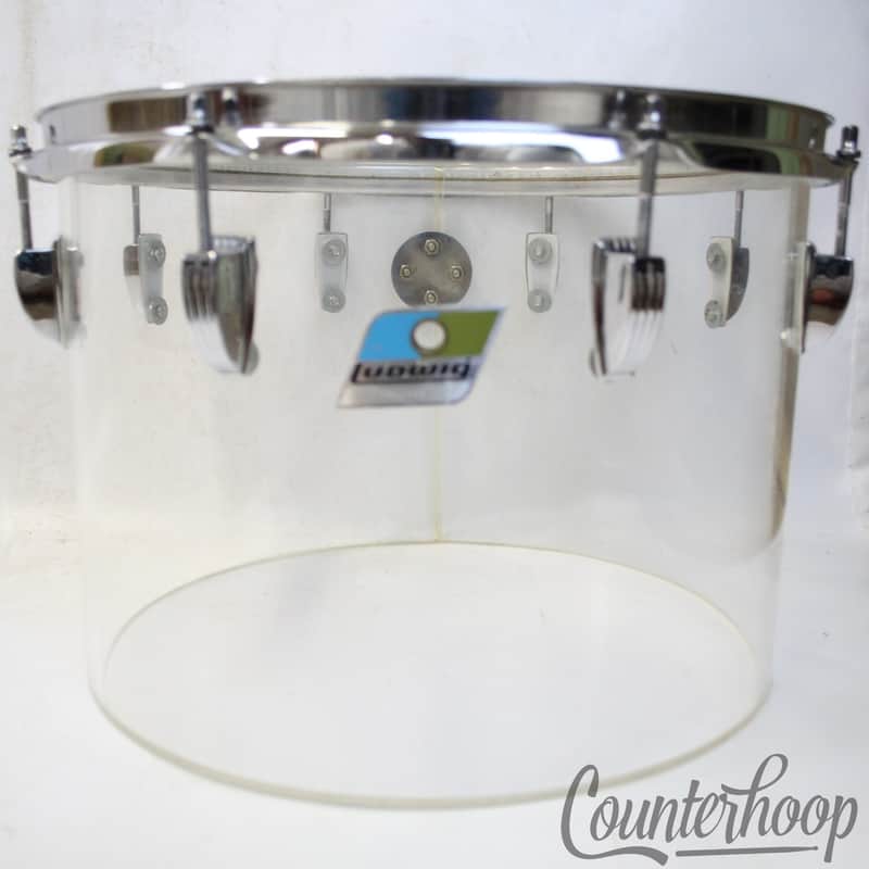 Ludwig 14x10"Vistalite Clear Concert Tom Drum Vintage 70s USA Blue/Olive Clip Mt image 1