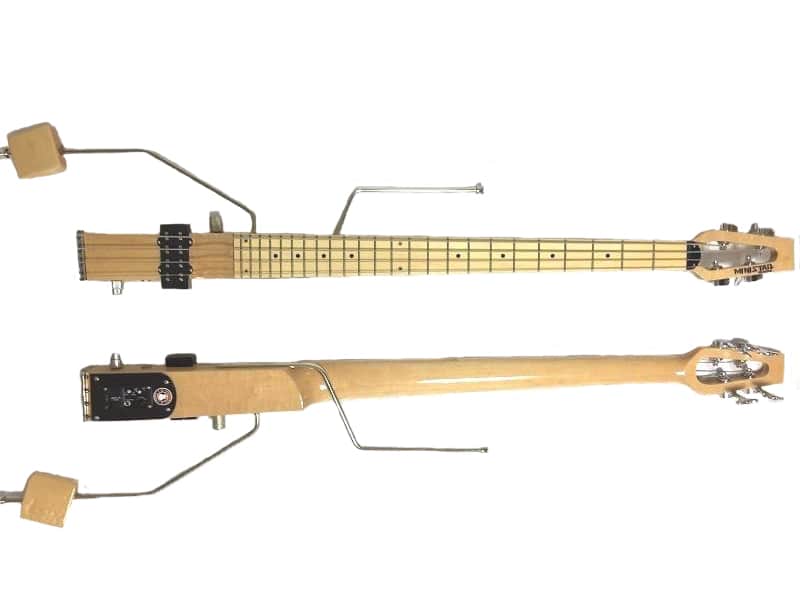 Ministar Basstar Travel Guitar Natural Finish 4 String Bass with