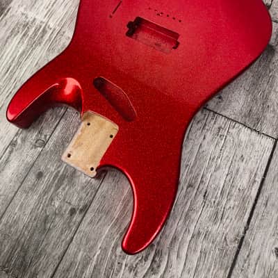 Havok Hard Tail Ruby Red Metallic 2pc Mahogany Guitar S type, HS config Custom Guitar Body. 80' style image 6