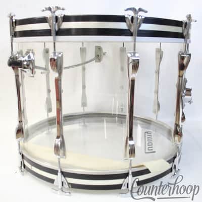 Ludwig 22x14"Vistalite Clear Bass Drum+Rare Mach Lugs Vintage 70s Blue/Olive USA image 8