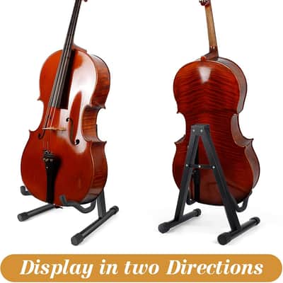 Cello Stand Adjustable, Folding Cello Support Stand, A-Frame Folding Cello Holder Compatible for Violin 1/8-4/4 Cellos Guitars Electric Bass Electric Guitar Stand Acoustic, Black (black) image 2