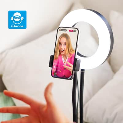 iDance LED Ring Light with Cell Phone Clip Stand Holder, 3.5", Grip Flexible Long Arm Gooseneck Bracket Mount Clamp with Bluetooth Remote Control for Desk, Bed, Compatible with iPhone and Smartphone image 7