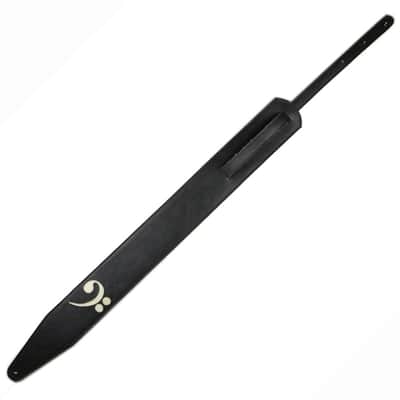 3.5" Black with White Bass Clef Leather Guitar Strap (Wide Model) image 3