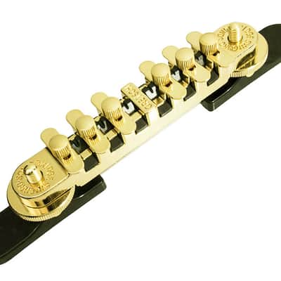 Genuine Gretsch SynchroSonic Adjustable Roller Guitar Bridge with Base - GOLD image 2