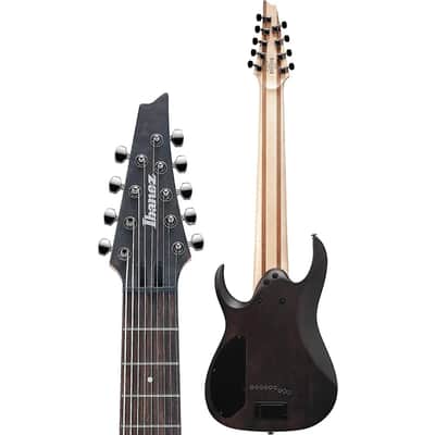 Ibanez RG Axe Design Lab RG9PBTGF 9-String Solid Body Electric Guitar with Macassar Ebony Fretboard, Right-Handed, Transparent Gray Flat image 3