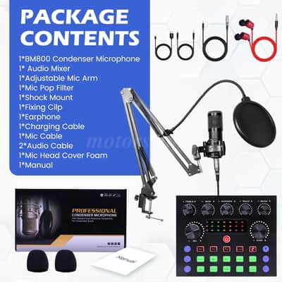 All-in-One Streaming & Recording Kit — BM800 Condenser Microphone + V8S Sound Card Bundle image 2