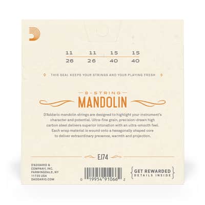 D'Addario EJ74 Mandolin Strings, Phosphor Bronze, Medium, 11-40 image 3