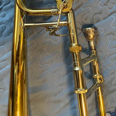 Bach 42 Stradivarius Series Tenor Trombone with Traditional Wrap F Attachment, Standard Rotor Valve 2010s - Clear Lacquered Brass image 4
