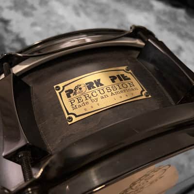 Pork Pie 5x12 inch Maple Snare in Transparent Black Finish & Black Chrome Hardware (2004) image 18